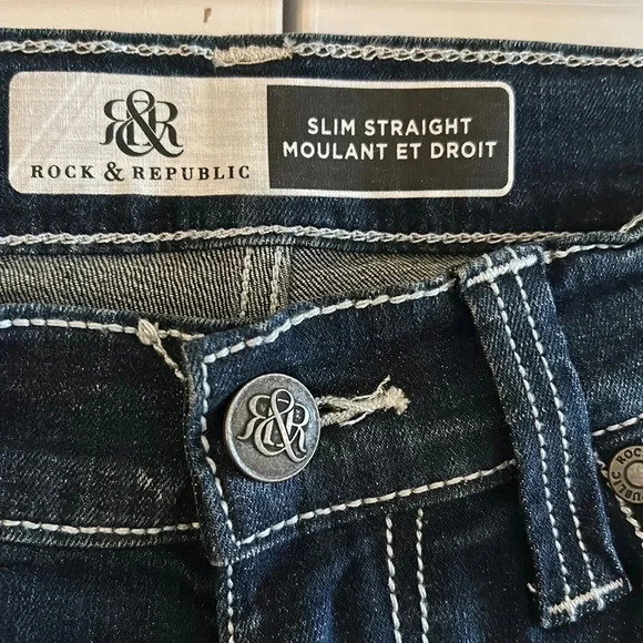 Rock & Republic 30x30 men jeans .Blue,slim straight,embroidered logo NWT - Picture 8 of 15